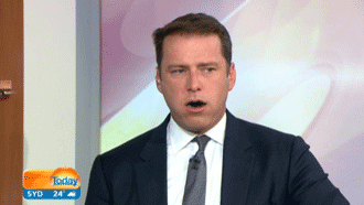 Gif of Sunrise host opening and closing mouth.