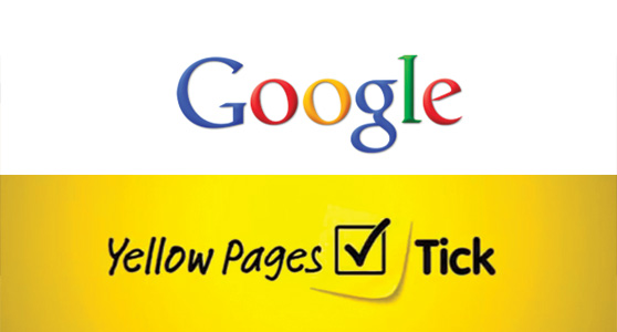 Google and Yellow pages logo images.