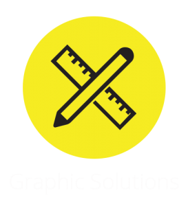 Umbrella Creative - Office Signage Brisbane Specialists - Icon with a pencil and a ruler crossed on a yellow background
